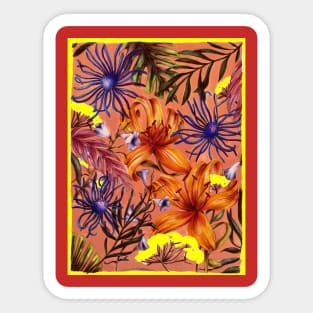 Exotic Flowers and Vine Poster Print Sticker
